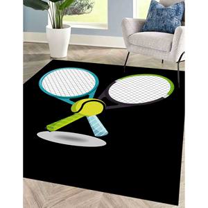 Tapis imprimé Tennis Rocket : Décoration de bureau sportive et cadeau motivant, tapis fin non tissé - Product Image 2