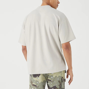 Boxy Fit Men's 100% Cotton Solid Knitted T-shirt O-Neck Oversize Drop Shoulder Blank Streetwear Breathable Quick Dry - Product Image 5