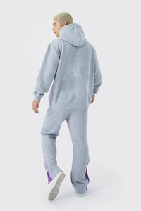 Custom Unisex Fleece Lined Pullover Hooded Tracksuit Set Flare Pants Screen Printed Graphic Design Acid Wash Finish 100% Cotton - Product Image 6