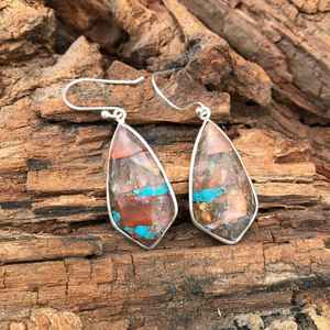 Pendientes artesanales de turquesa, plata de ley 925, joyería con piedras preciosas para mujer, regalo de piedra natural. - Product Image 1