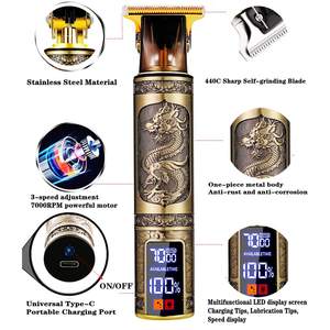 Recortadora de Pelo Profesional Inalámbrica para Hombre, Cuchilla en T, Afeitadora Eléctrica de Barba con Ajuste a Cero, Recargable, Resistente al Agua IPX7, con Batería - Product Image 5