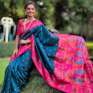 ส่าหรีผ้าไหมที่สวยงามกับการออกแบบการิทอ zari - Product Image 1