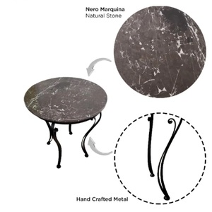 Mesa de centro de mármol negro de piedra natural con patas de metal hechas a mano, mesa de centro Nero Marquina mesa de mármol negro - Product Image 3