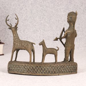 Tradicional hecho a mano indio latón Tribal arte caza esculturas estatuilla estatua para decoración del hogar - Product Image 4