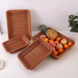 Plateau de service en rotin à texture avec poignées pratiques utilisées pour le stockage de collations ou la décoration de salle de spa - Product Image 1