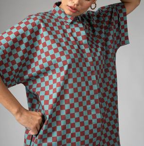 Chemisier à manches kimono en coton biologique 100 % de haute qualité, écologique, respirant, anti-plis, à carreaux, en dentelle, pour femme - Product Image 2