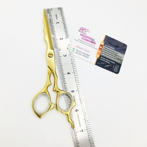 Nouveaux ciseaux de cheveux en or ciseaux de barbier à cheveux dorés rasoir bord cheveux coupe durable ciseaux Baber avec logo de pouce offre vison - Product Image 6