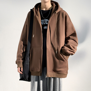 Customized Logo Winter 100% Cotton Fleece Oversized Zipper-Up Hoodies and Sweatshirts Breathable Men's - Product Image 3