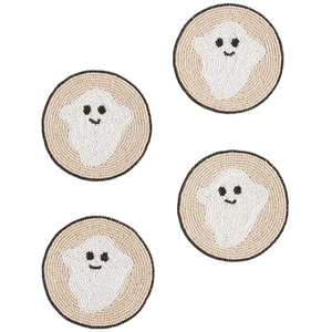 Posavasos Bordado con Cuentas de Diseño Único BOO, Nuevo, Hecho a Mano con Cuentas de Semillas para Mesa de Comedor o Escritorio de Oficina - Product Image 1