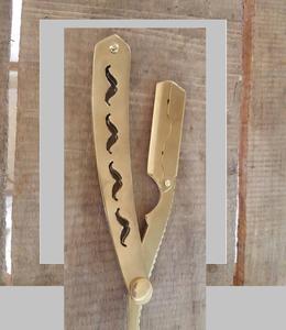 Maquinilla de afeitar profesional con logo personalizado, maquinilla de afeitar recta, de acero inoxidable, dorada, plegable, para peluquero - Product Image 6