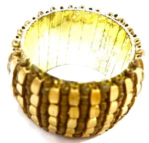 Rond de serviette perlé brillant Style design classique avec décoration dorée pour table pour fêtes mariages et cadeaux - Product Image 1