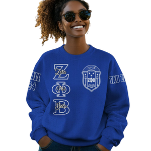 Zeta Phi Beta Sorority Chenille Sweater 1920 ZPhiB Knit Blue White Greek Life Divine Nine Premium Letter Sweater - Product Image 5