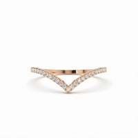 Trendiger Chevron 0,14 Karat 1,00mm Runder Brillantschliff Diamant Micro Pavé Fassung Diamantring Feiner 14k Massivgold Ring Wunderschönes Geschenk