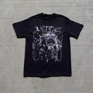 เสื้อยืดสีดำโอเวอร์ไซส์สำหรับผู้ชายเสื้อยืดลำลองแนวสตรีทพิมพ์ลายกราฟิกเสื้อยืดผ้าฝ้าย100% สไตล์วินเทจทรงหลวมสำหรับ2025พิมพ์ลาย - Product Image 3