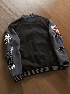 Wholesale 2025 <b>Men's</b> Custom 100% Cotton High Street <b>Varsity</b> <b>Jacket</b> Stand Collar New Design Embroidered Logo Winter <b>Bomber</b> OEM - Product Image 5