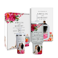 Ensemble cadeau de gobelets de mariage personnalisés, 20 oz et 40 oz, en acier inoxydable à double paroi, isolés sous vide, avec boîte personnalisée avec photo et nom