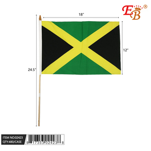 Bandiera giamaica 12 \ "X18 \" stampa digitale gagliardetto stile 480 pz 40DZ/CS realizzato in plastica di seta espositore per auto - Product Image 1
