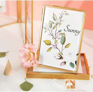 กรอบรูปกระจกทองเหลืองอเนกประสงค์สำหรับโต๊ะและที่แขวนผนังโครงสร้างโลหะสำหรับงานศิลปะดอกไม้รูปภาพงานแต่งงาน - Product Image 3