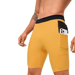 <b>Mens</b> Custom Logo Sports <b>Compression</b> <b>Shorts</b> Solid Casual Plain Dyed Breathable Quick Dry Elastic Running Bottoms Laser Cutting - Product Image 5