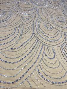 Luxury Nigerian Beaded Lace <b>Fabric</b> for Wedding Dresses High Quality Embroidered Tulle Net High Quality Beaded Lace <b>Fabric</b> - Product Image 5