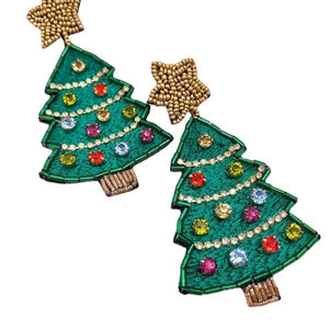 Boucles d'oreilles en perles de rocaille et strass, broderie florale, bijoux d'oreille pour filles, prix de gros en provenance d'Inde - Product Image 6