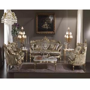 Conjunto de sofás de estilo antiguo indio para sala de estar, conjunto de sofás tallados de madera maciza europea de 7 plazas - Product Image 1