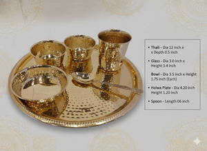 Service de table en laiton pur de 12 pouces, 6 pièces avec gravure, idéal pour les mariages et la maison |   Fabricant de Services de Table en Laiton de Luxe - Product Image 3