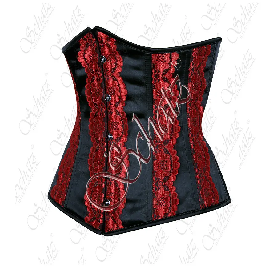 Corsetto gotico da donna corsetto 3 LayerUnderbust realizzato in tessuto di raso di alta qualità con pizzo rosso Shaper per ragazze