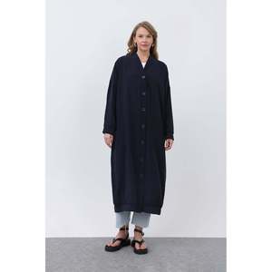 Túnica Larga con Detalle de Botones Delanteros para Mujer -10681TUN - NEGRO - Product Image 1