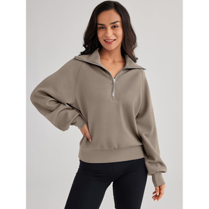 Sudaderas de moda de gran tamaño con media cremallera para mujer, sudaderas con capucha de manga larga con cremallera, Colección Y2K de otoño para chicas adolescentes - Product Image 3