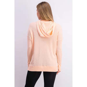 Calvin Klein Women's Performance High-Low <b>Orange</b> <b>Hoodie</b> Breathable Silk Sweatshirt Embroidered Zipper Design Hooded Medium Size - Product Image 2