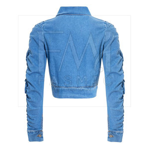 Superior Quality Women's <b>Denim</b> <b>Jackets</b> Street Wear Custom Color Breathable <b>with</b> Cotton Filling Knitted Made in Pakistan - Product Image 3