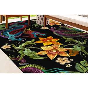 Alfombra con Diseño de Dragón, Alfombra Decorativa de Arte Floral Japonés Moderno, Alfombra Suave con Pelo Largo - Product Image 1