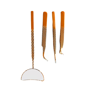 Pinzas de extensión de pestañas con agarre de diamante de dos tonos de acero inoxidable sólido, herramienta de alta belleza, punta de volumen puntiaguda, espejo de pestañas labiales - Product Image 2