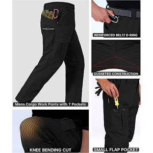 Pantalones Cargo Tácticos para Hombre, 100% Algodón, Ligeros, Transpirables, Resistentes al Viento, para Trabajo al Aire Libre, Estilo Jogger, Cintura Media Elástica, Multibolsillos - Product Image 4