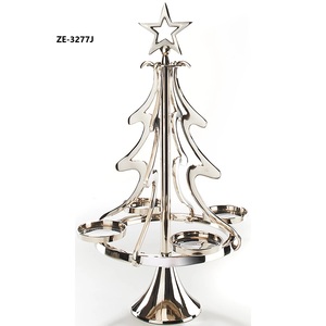 Candelabro de Acero Inoxidable en Tono Plateado de Lujo, con Cuenco de Cristal, Hecho a Mano, para Actividades Religiosas, Acabado Navideño Zahid - Product Image 5