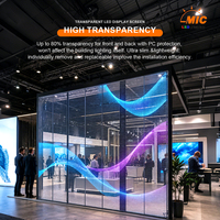 Grand écran LED transparent suspendu pour centre commercial, atrium et mur média architectural
