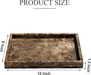 Plateau de salle de bain en marbre marron de luxe moderne pour l'organisation des parfums, des bijoux, du maquillage et des produits de soin de la peau, plateau de vanité élégant pour la maison - Product Image 3