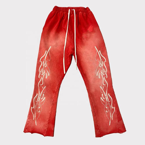 OEM de alta calidad de peso pesado Vintage Color sólido Sun Fade OEM personalizado impresión pantalones Streetwear francés Terry Flare pantalones de chándal - Product Image 2