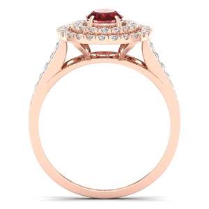 Anillos de Halo de Diamantes con Certificación IGI de Oro Sólido de 14K Personalizados REYES para Mujer, Impresionante Joyería de Piedra Preciosa de Granate de Corte Ovalado de 0.75 Ct - Product Image 4