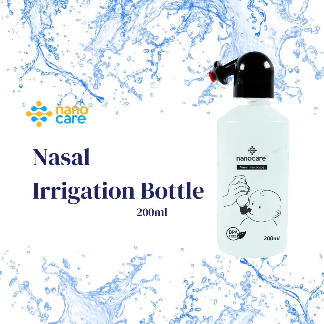 Botella de enjuague nasal Premier Nanocare de 200ml para una irrigación nasal eficaz, solución salina en espray definitiva para el alivio de la sinusitis