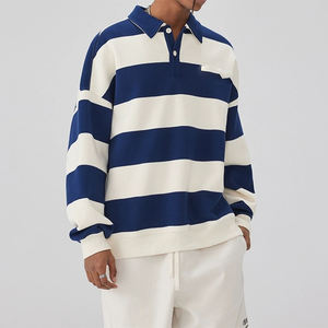 Logotipo bordado personalizado de manga larga al por mayor de algodón a rayas de fibra de bambú de secado rápido de alta calidad de Rugby para camisas camiseta para - Product Image 4