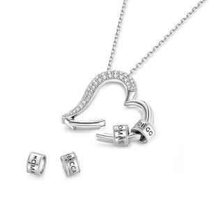 Jeulia Custom Family <b>Name</b> Heart Necklace Hollow Out Silver Link <b>Chain</b> - Product Image 4