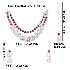 Efulgenz Indian Kundan Multilayered Crystal Necklace Dangle Earrings Maang Tikka Set Indian Manufacturer Jewellery for Women - Product Image 4