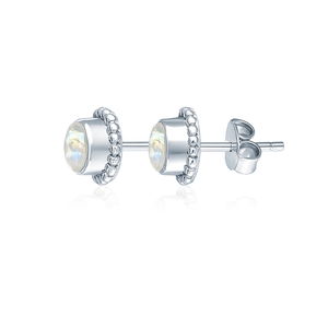 Pendientes Románticos de Plata de Ley con Baño de Rodio y Piedra Lunar Arcoíris Natural, con Engaste de Bisel, Regalo para Compromiso, Boda o Aniversario - Product Image 3
