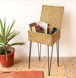 กล่องเก็บเส้นใยหวายทำมือแบบมีฝาปิดและกล่องเก็บขาเหล็ก - Product Image 6