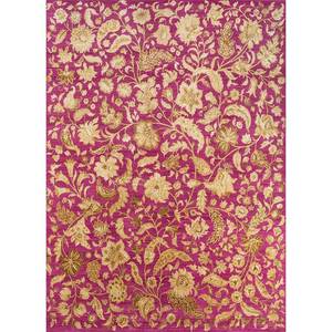 Tapis en laine et soie noués à la main Aurora, motifs floraux rose et violet, pour la maison, la voiture, modèles rectangulaires en puzzle - SLR-50, tapis de salon, couloir - Product Image 1