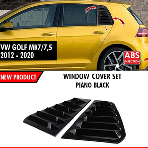 V.W Golf MK7 et MK7.5 Facelift D Line Couverture de fenêtre arrière Louver Visor avec logos Piano Gloss Black Hihg Quality ABS Plastic Set - Product Image 2