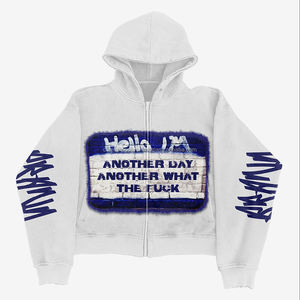 Sweat-shirt à capuche surdimensionné personnalisé pour homme, sweat-shirt délavé à l'acide, streetwear lourd, survêtement, logo imprimé intégral, broderie - Product Image 2