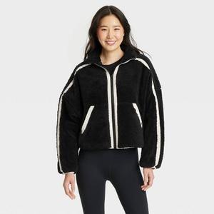 Chaqueta corta con cierre de cremallera y bolsillo con solapa a prueba de viento para mujer, chaqueta polar de pila alta con ribete para mujer, 2017 - Product Image 3